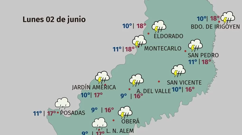 Tiempo: vuelven las lluvias y disminuye el frío en Misiones