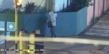 Cámaras del 911 captaron en tiempo real a un hombre mientras vandalizaba una escuela céntrica