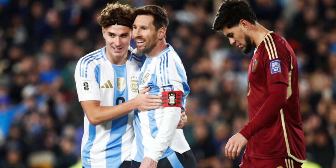 Argentina goleó a Venezuela en el último partido oficial de Messi en la Selección