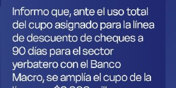 Amplían el cupo de la línea de descuento de cheques para el sector yerbatero
