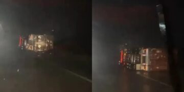 Violento temporal en la Autopista Rosario-Córdoba: vuelcaron más de diez camiones