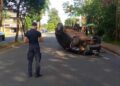 Despistó, volcó y salió ileso en un siniestro ocurrido en Posadas