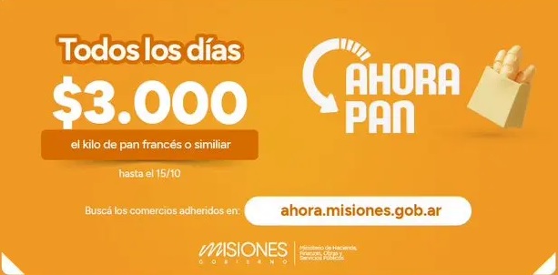 El programa Ahora Pan continúa hasta el 15 de octubre manteniendo el precio tope a $3.000
