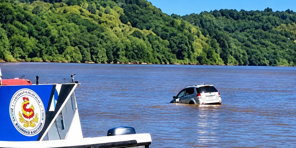 Un auto brasileño cayó al río Uruguay desde la balsa que une Alba Posse con Porto Mauá