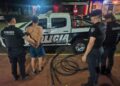 Dos ladrones de cables detenidos en Posadas con una escalera, pinzas y varios rollos de fibra óptica